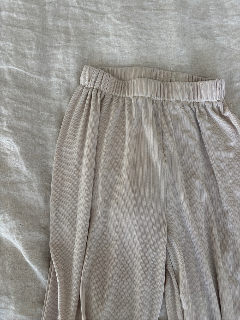Neutral Taupe Ribbed Wide-Leg Pants - Picture 2 of 3